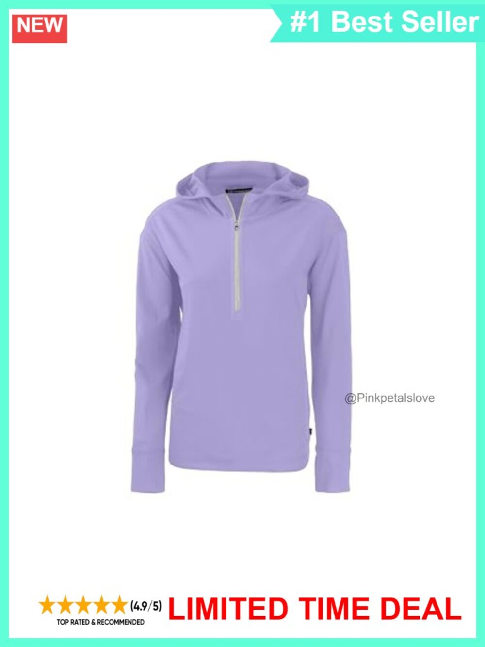 Women's Half Zip Eco Hoodie Moisture Wicking UPF 50+ Recycled